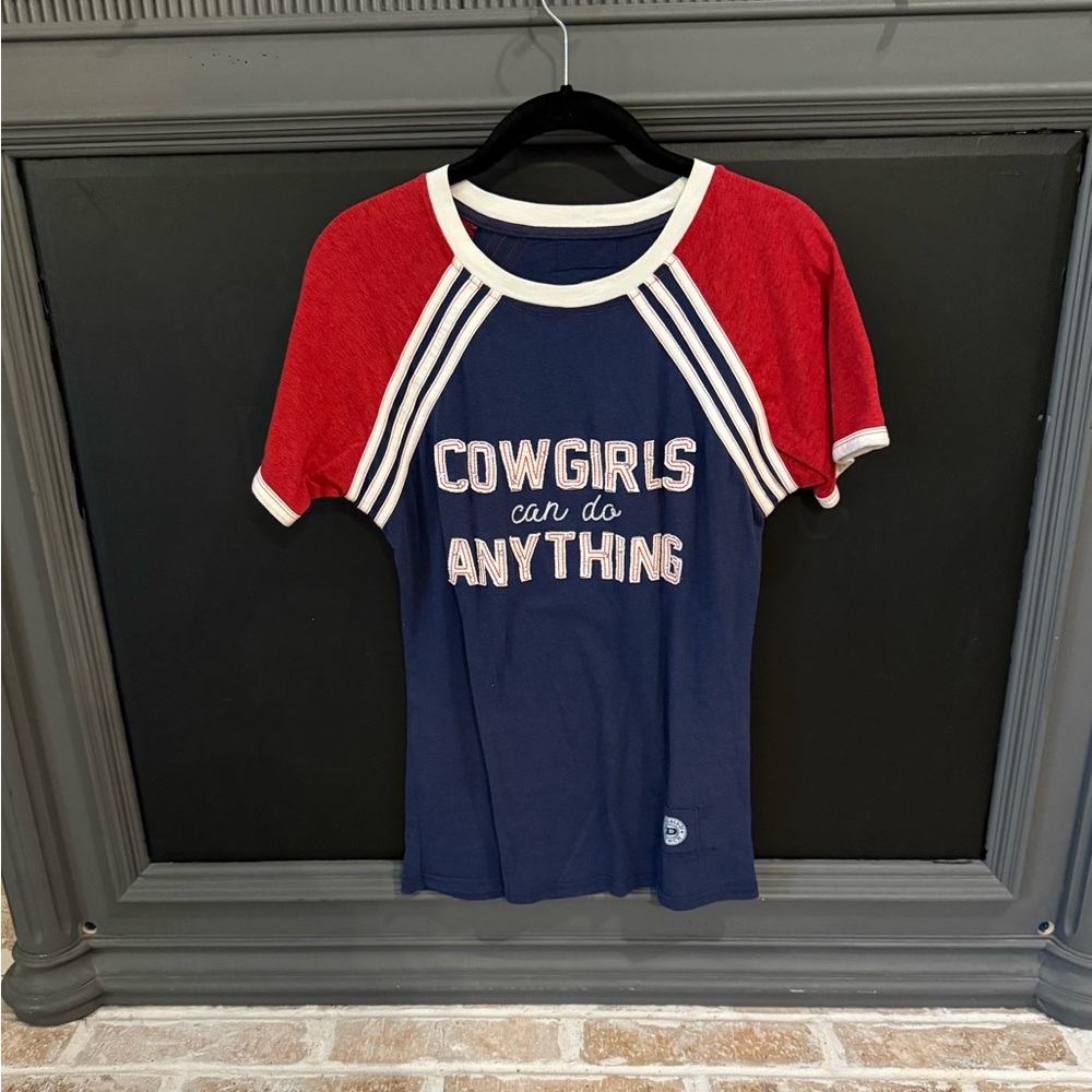 Cowgirls Can Do Anything Red, White, Blue Retro Double D Ranch t-shirt